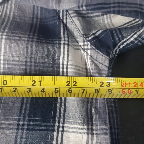 Columbia SZ M Plaid Men's Button Up Cotton Shirt Blue, White & Grey - Picture 12 of 14